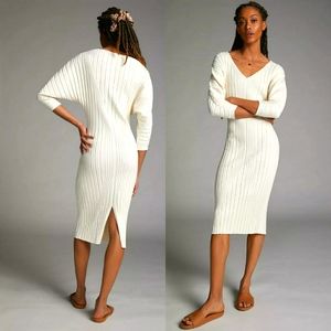 Anthropologie | Dresses | Nwt Anthropologie Maeve Maris Sweater Dress White  | Poshmark
